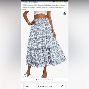 Women’s Blue and White Maxi Skirt - New - Size Medium